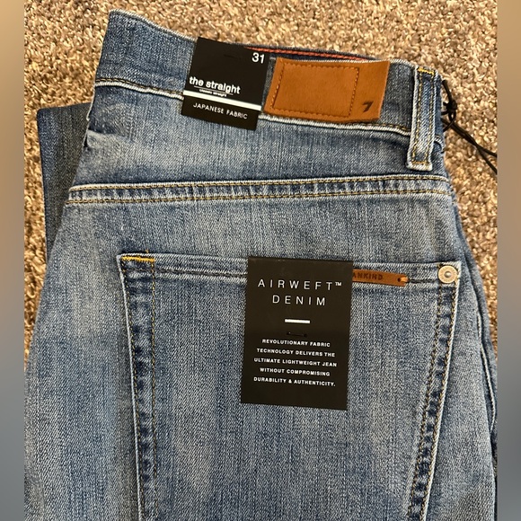 7 for all mankind AIRWEFT DENIM THE STRAIGHT jeans size 31 medium stretch - Picture 5 of 15